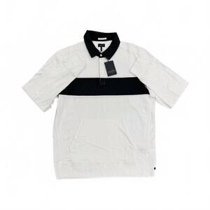 NEW GOODMAN long sleeve stripe jersey rugby top in white